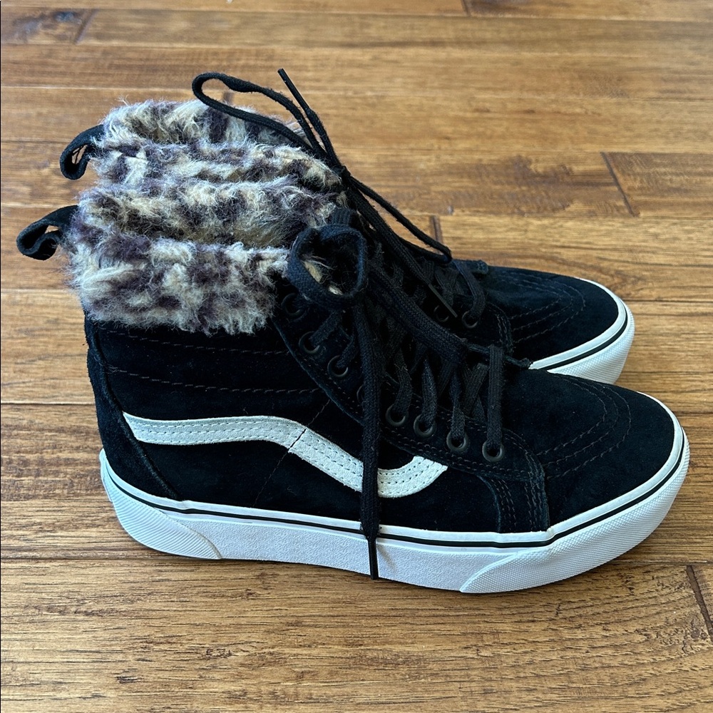 Vans SK8-Hi Platform MTE High Top Sneakers Black Leopard Fur Womens Size 6.5